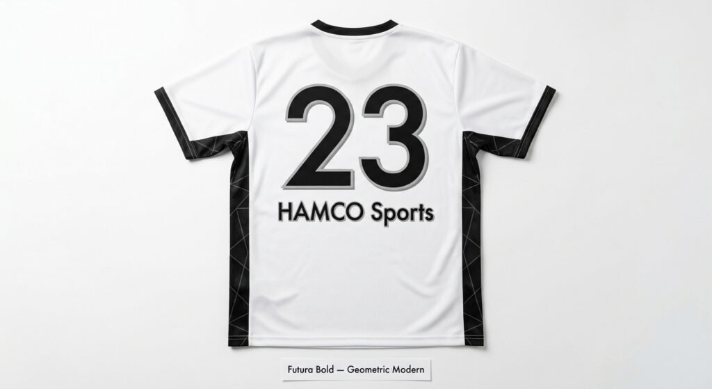Oswald condensed jersey font on a custom dark green sports jersey showing long player name Kowalczyk — best jersey font for long names by HAMCO Sports