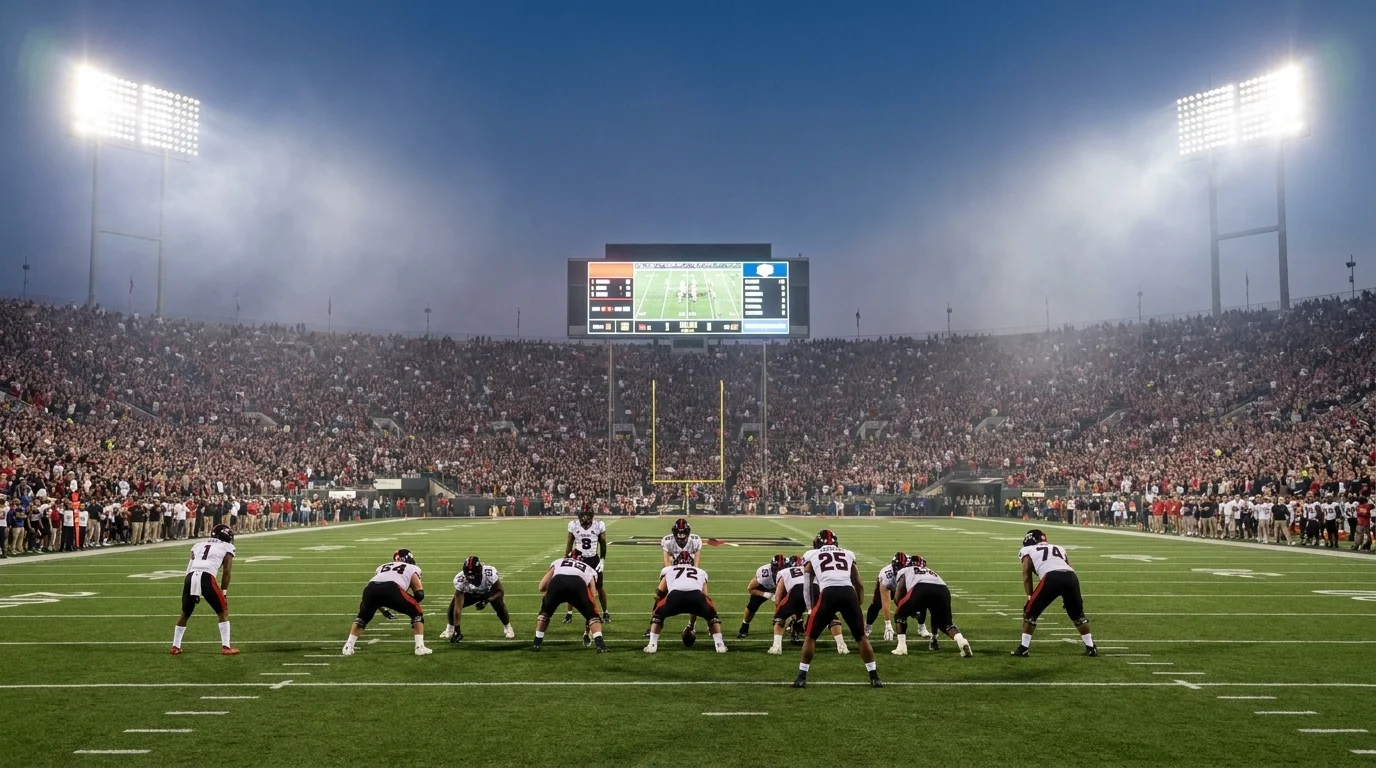 How long is a football game stadium scoreboard clock glowing over the field during a night game