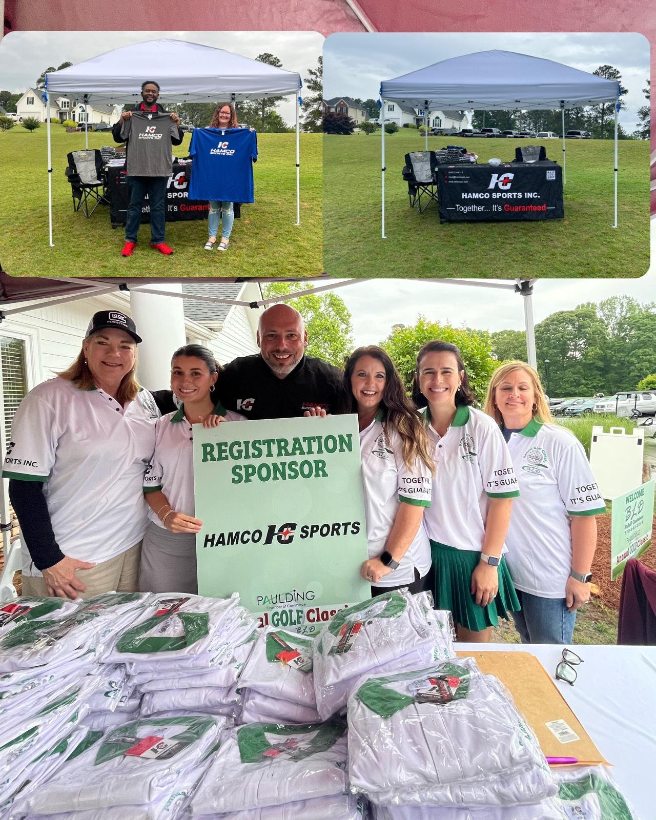 Golf club members in custom Hamco polo shirts.