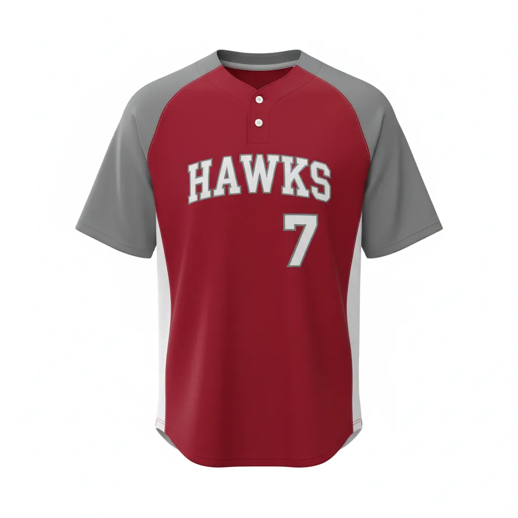 Custom 2 Button Baseball Jersey - Front View - HAMCO