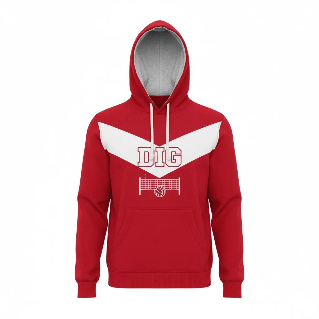 Custom Volleyball Pullover Hoodie - Front View - HAMCO