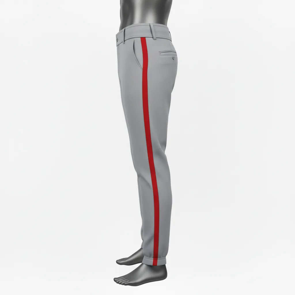 Custom Baseball Ankle Length Baseball Pant - Gray - Ankle Length Pant Charcoal Pinstripe - Side View - HAMCO Sports Inc.