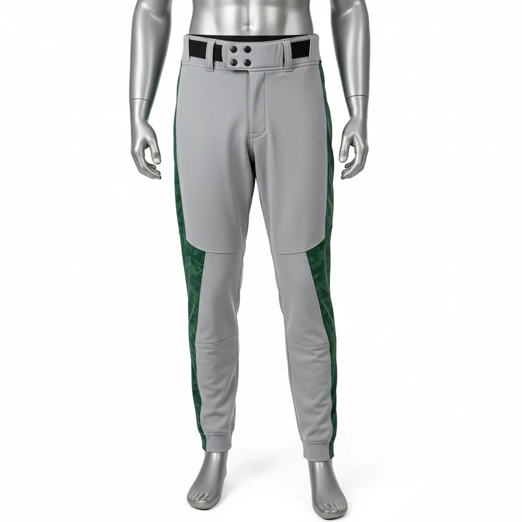 Custom Baseball Ankle Length Baseball Pant - Gray, Green - Ankle Length Pant Forest Digital Camo Side Panel - Front View - HAMCO Sports Inc.