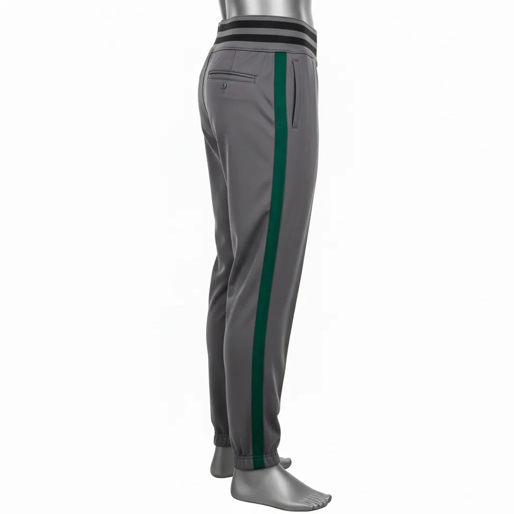 Custom Baseball Ankle Length Baseball Pant - Gray, Green - Ankle Length Pant Forest Double Piped - Side View - HAMCO Sports Inc.