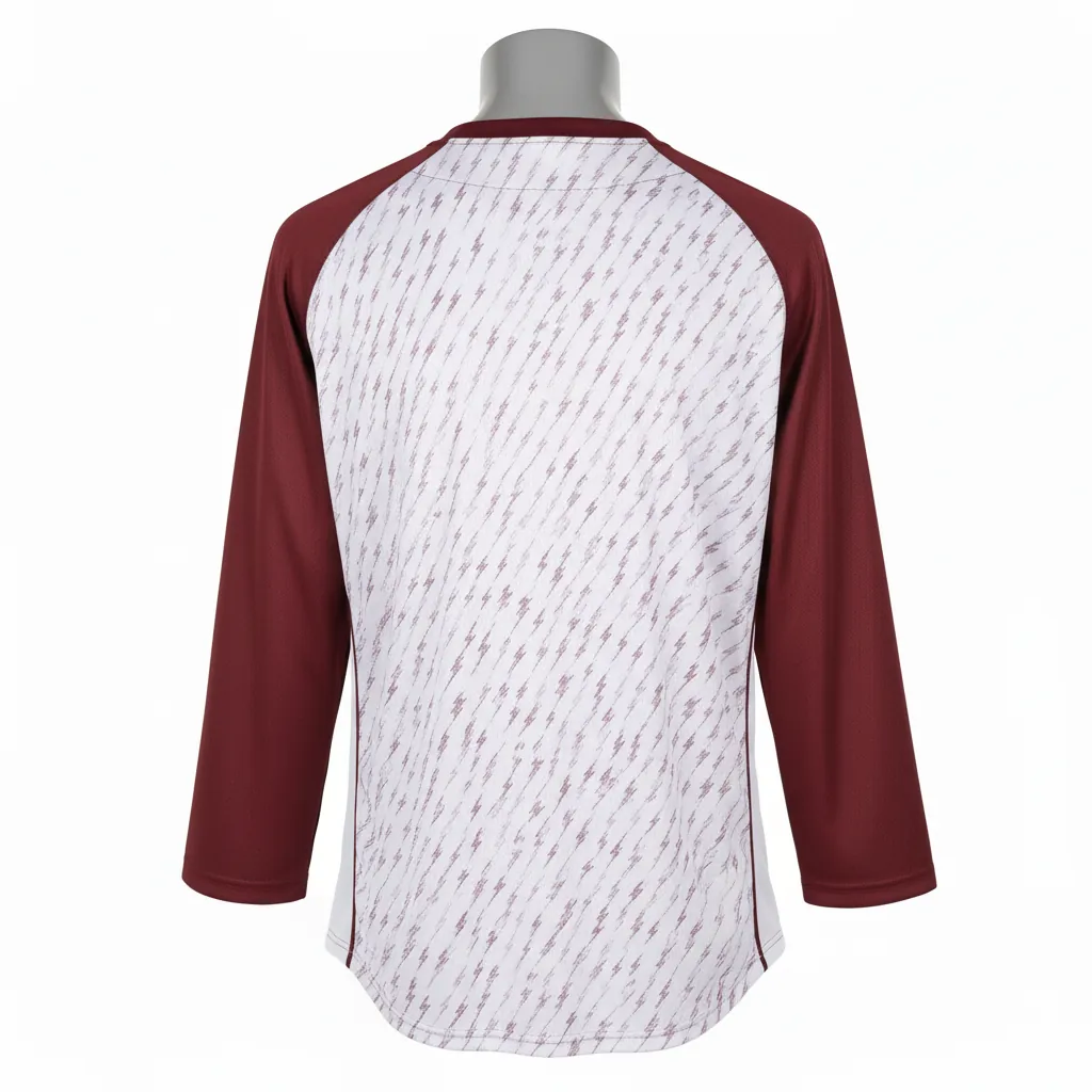 Custom Baseball Batting Practice Jersey - Custom Design - Practice Jersey Full Mesh Maroon Lightning - Back View - HAMCO Sports Inc.