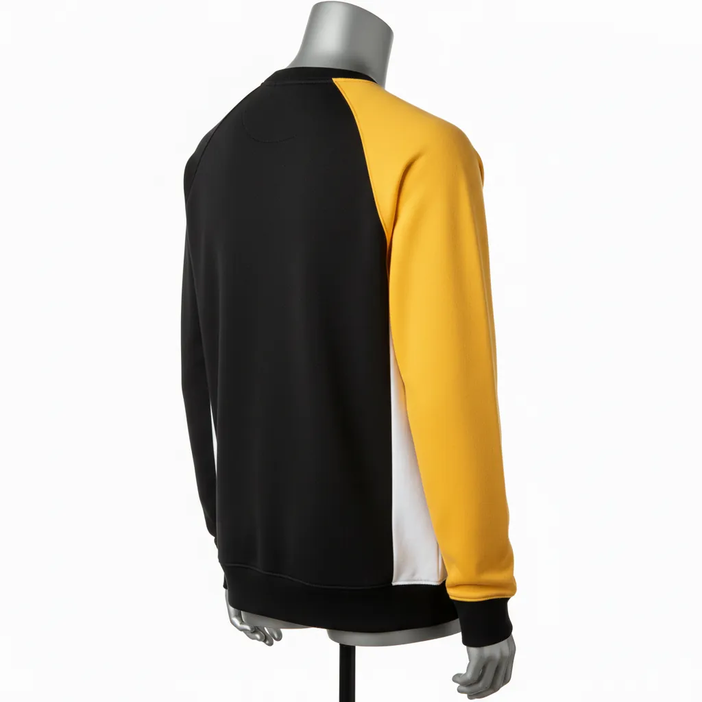 Custom Baseball Crewneck Baseball Sweatshirt - Black, Gold - Sweatshirt Colorblock - Back View - HAMCO Sports Inc.