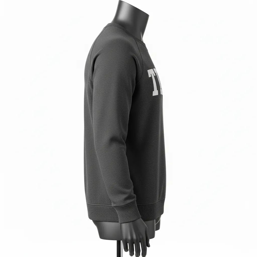 Custom Baseball Crewneck Baseball Sweatshirt - Grey - Sweatshirt Charcoal Solid - Side View - HAMCO Sports Inc.