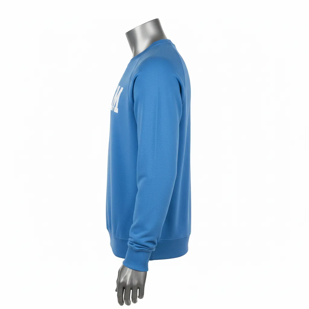 Custom Baseball Crewneck Baseball Sweatshirt - Blue - Sweatshirt Columbia Solid - Side View - HAMCO Sports Inc.