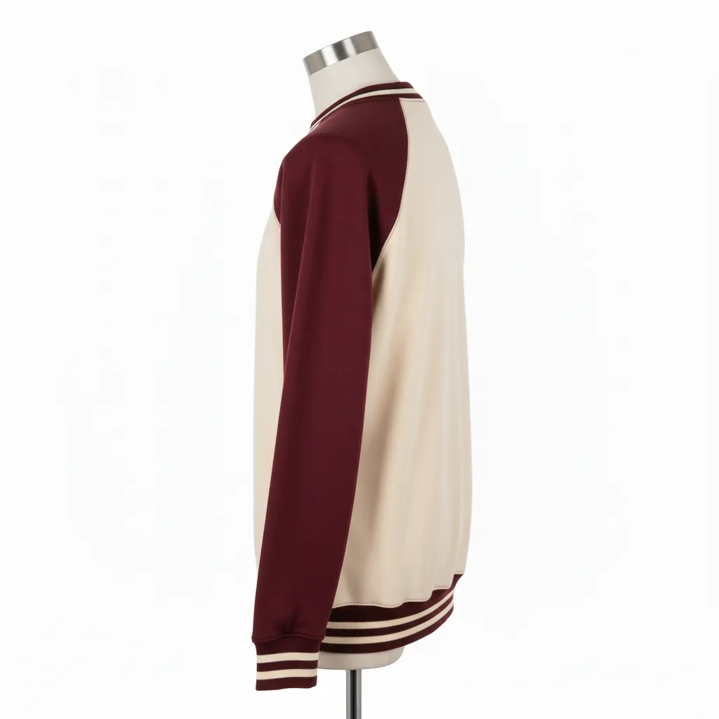 Custom Baseball Crewneck Baseball Sweatshirt - Cream, Burgundy - Sweatshirt Varsity Retro - Back View - HAMCO Sports Inc.