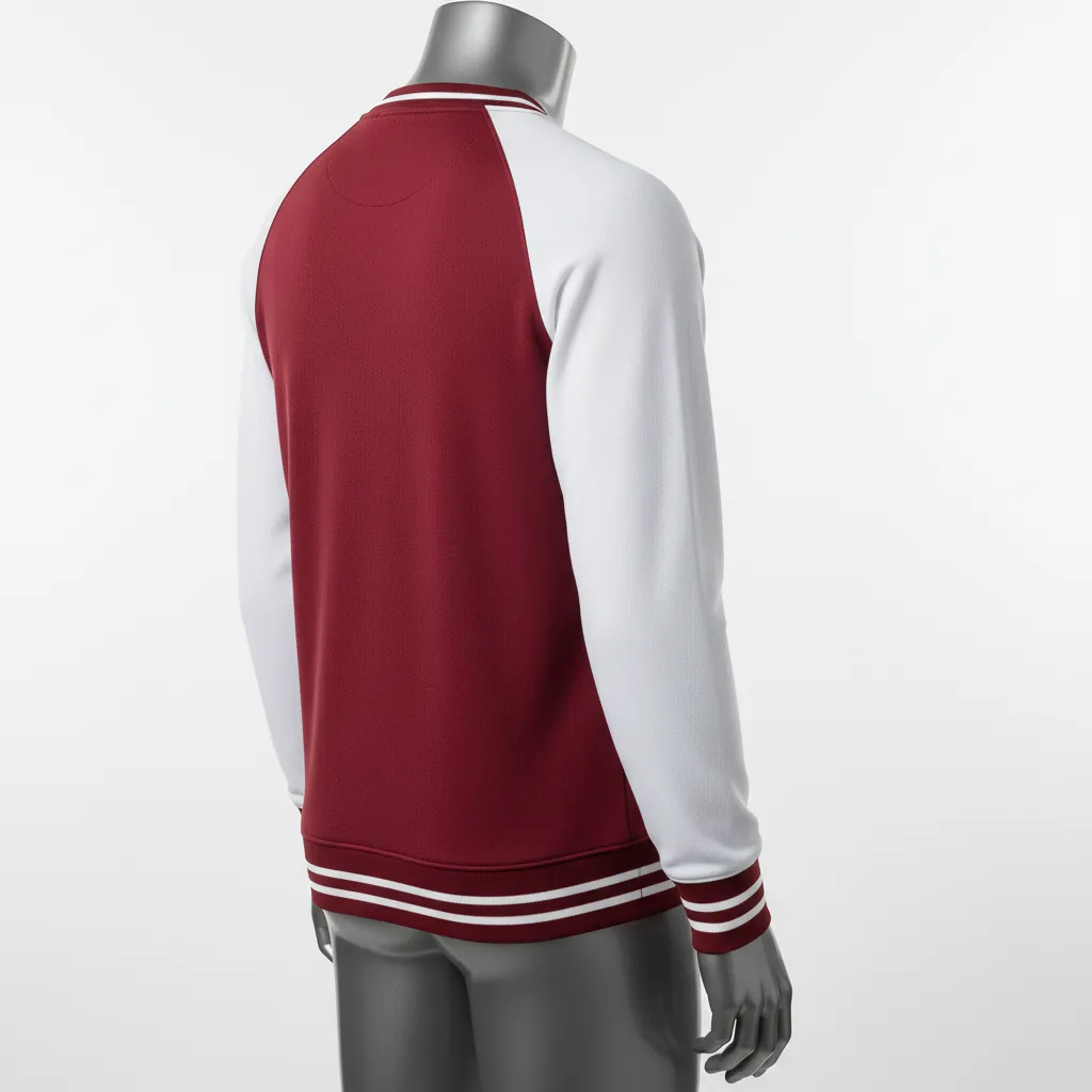 Custom Baseball Crewneck Baseball Sweatshirt - Custom Design - Sweatshirt Maroon Solid - Back View - HAMCO Sports Inc.