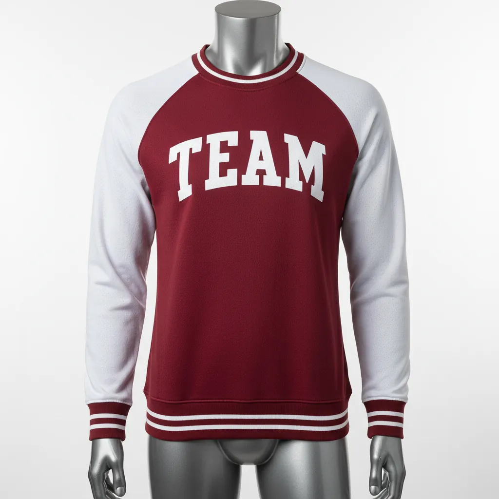 Custom Baseball Crewneck Baseball Sweatshirt - Custom Design - Sweatshirt Maroon Solid - Front View - HAMCO Sports Inc.