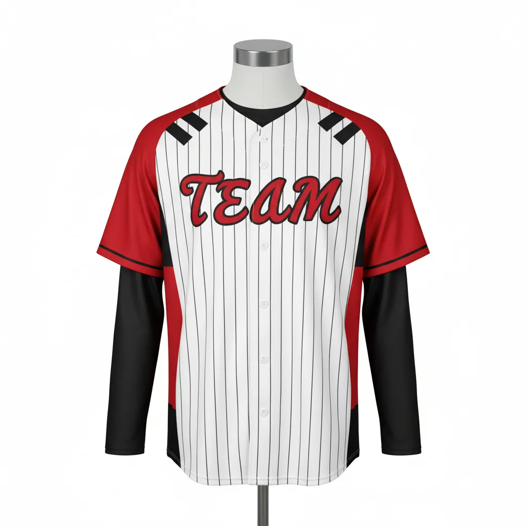 Custom Baseball Full Button Baseball Jersey - White, Red, Black - Full Button Cardinal Colorblock Script - Front View - HAMCO Sports Inc.
