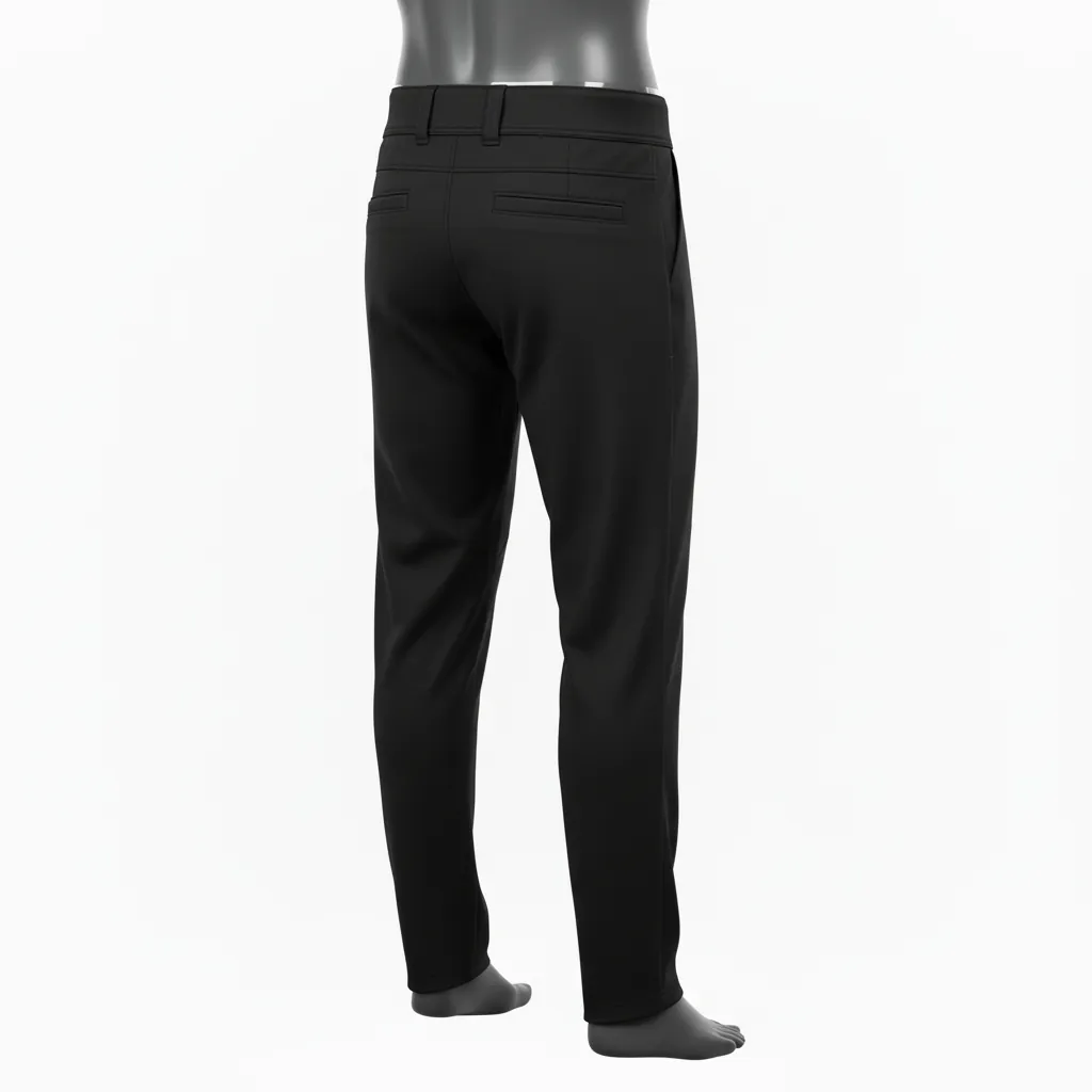 Custom Baseball Full Length Baseball Pant - Black - Full Length Pant Solid - Back View - HAMCO Sports Inc.