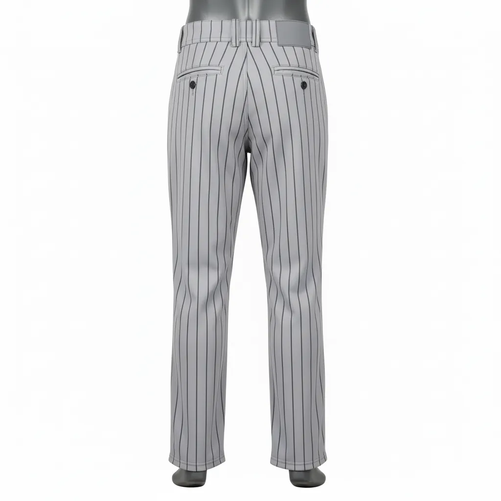 Custom Baseball Full Length Baseball Pant - Gray - Full Length Pant Charcoal Pinstripe - Back View - HAMCO Sports Inc.