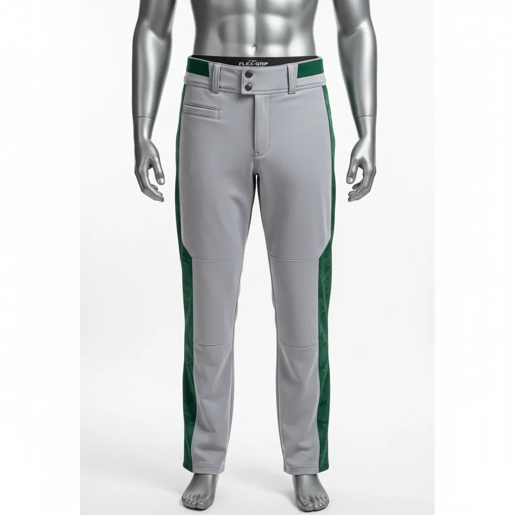 Custom Baseball Full Length Baseball Pant - Gray, Green - Full Length Pant Forest Digital Camo Side Panel - Front View - HAMCO Sports Inc.