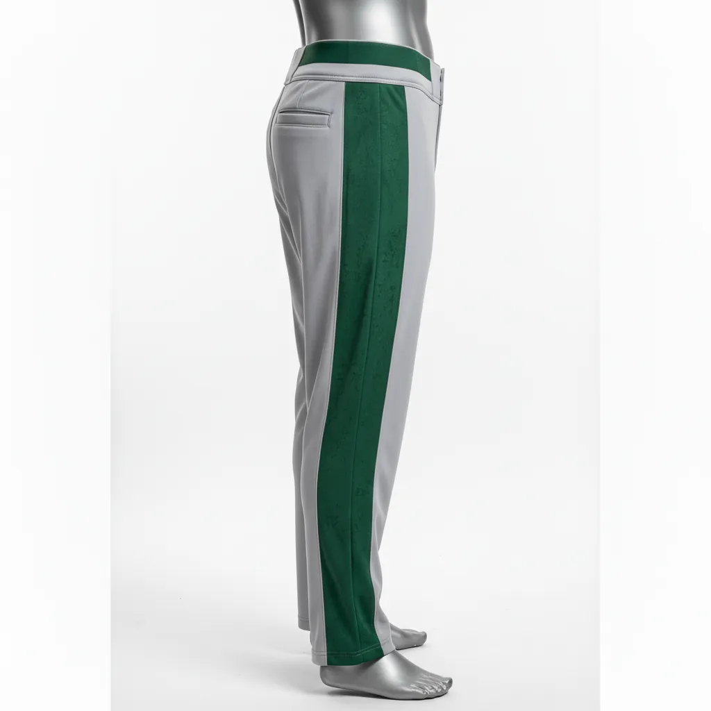 Custom Baseball Full Length Baseball Pant - Gray, Green - Full Length Pant Forest Digital Camo Side Panel - Side View - HAMCO Sports Inc.