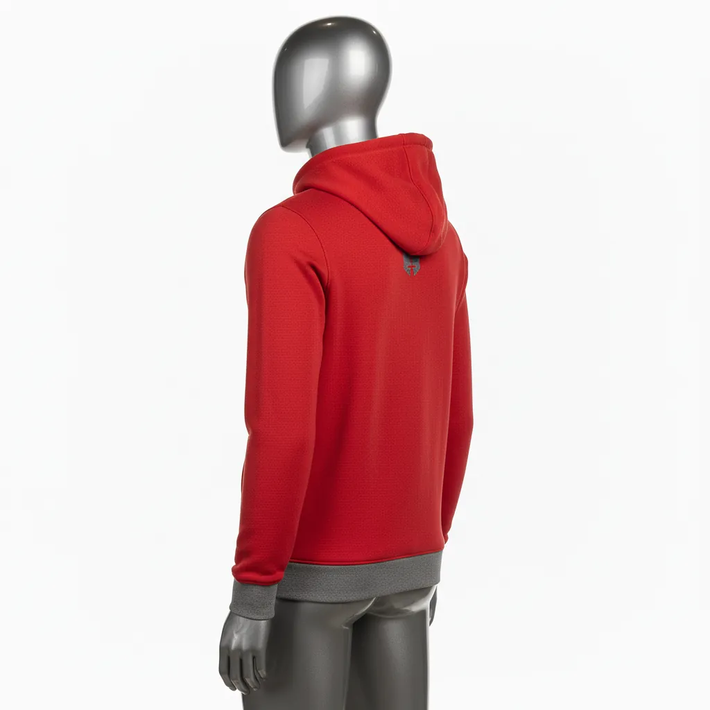 Custom Baseball Full Zip Baseball Hoodie - Red - Fullzip Hoodie Athletic Solid - Back View - HAMCO Sports Inc.