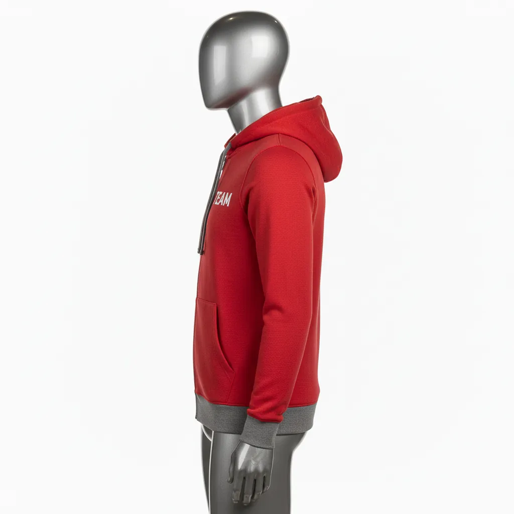 Custom Baseball Full Zip Baseball Hoodie - Red - Fullzip Hoodie Athletic Solid - Side View - HAMCO Sports Inc.
