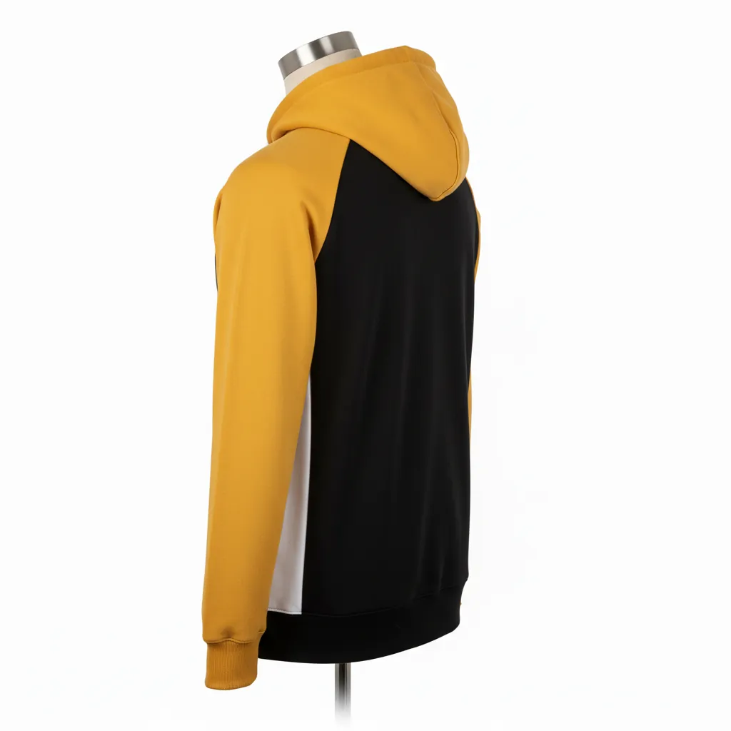 Custom Baseball Full Zip Baseball Hoodie - Black, Gold - Fullzip Hoodie Colorblock - Back View - HAMCO Sports Inc.