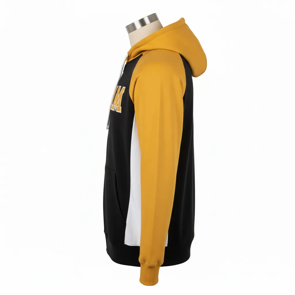 Custom Baseball Full Zip Baseball Hoodie - Black, Gold - Fullzip Hoodie Colorblock - Side View - HAMCO Sports Inc.