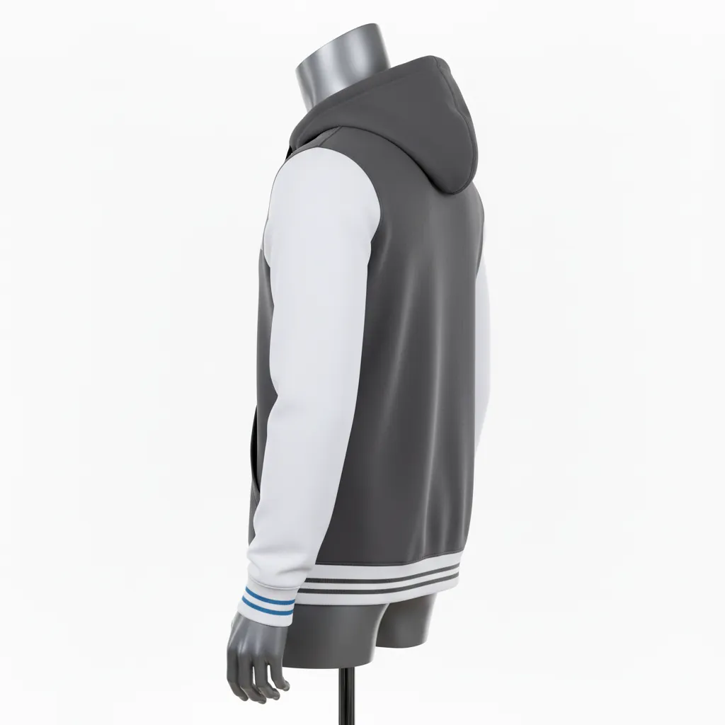 Custom Baseball Full Zip Baseball Hoodie - Grey - Fullzip Hoodie Charcoal Solid - Back View - HAMCO Sports Inc.