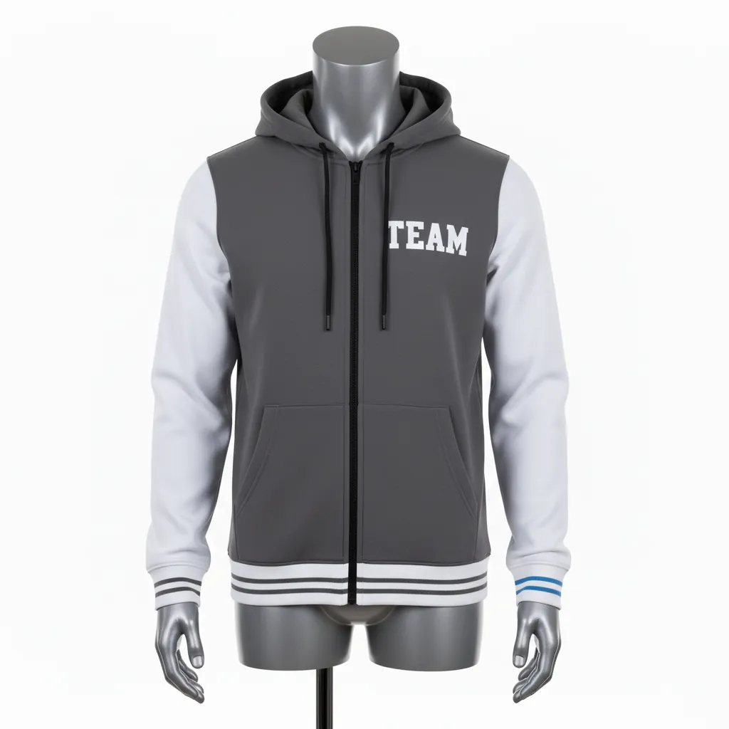 Custom Baseball Full Zip Baseball Hoodie - Grey - Fullzip Hoodie Charcoal Solid - Front View - HAMCO Sports Inc.