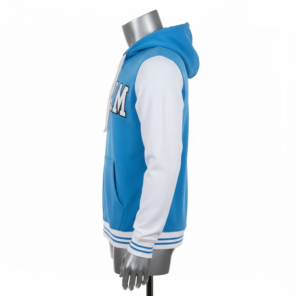 Custom Baseball Full Zip Baseball Hoodie - Blue - Fullzip Hoodie Columbia Solid - Side View - HAMCO Sports Inc.