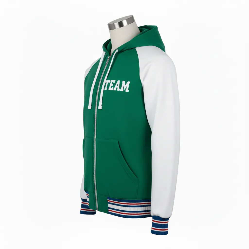 Custom Baseball Full Zip Baseball Hoodie - Green - Fullzip Hoodie Forest Solid - Side View - HAMCO Sports Inc.