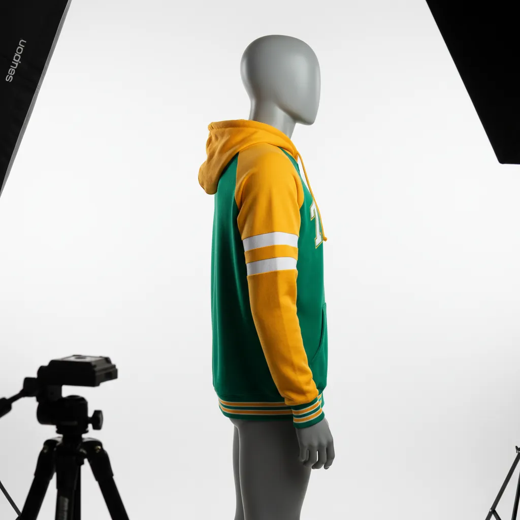 Custom Baseball Full Zip Baseball Hoodie - Green, Gold - Fullzip Hoodie Kelly Varsity Retro - Side View - HAMCO Sports Inc.
