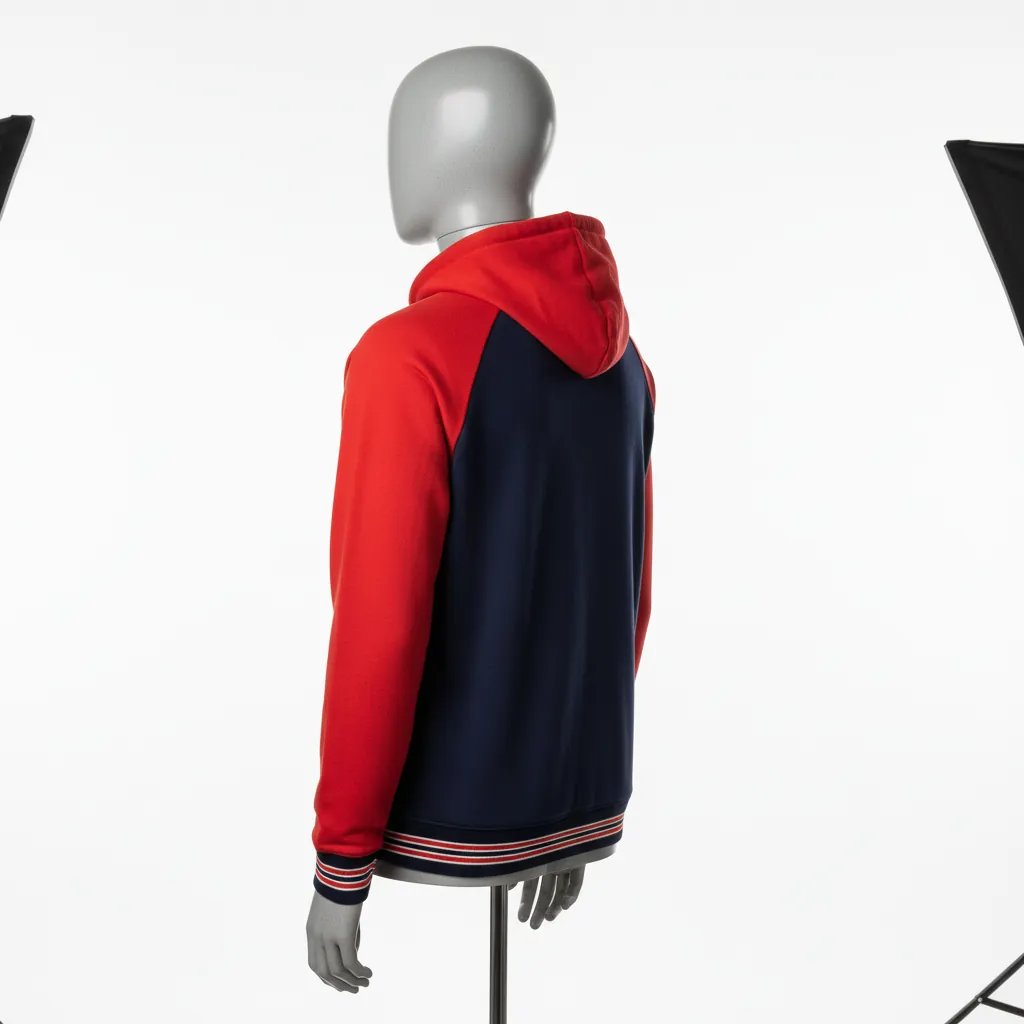 Custom Baseball Full Zip Baseball Hoodie - Navy, Red - Fullzip Hoodie Classic Varsity Retro - Back View - HAMCO Sports Inc.