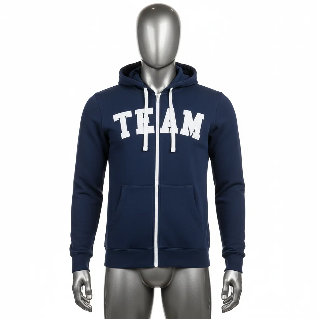 Custom Baseball Full Zip Baseball Hoodie - Navy - Fullzip Hoodie Solid - Front View - HAMCO Sports Inc.