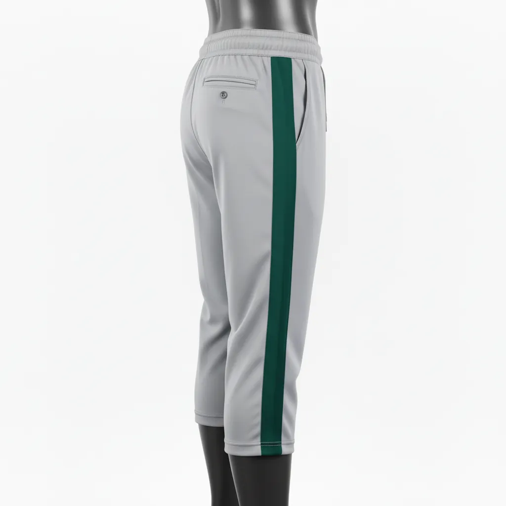 Custom Baseball Knicker Style Baseball Pant - Gray - Knicker Pant Cardinal Pinstripe - Back View - HAMCO Sports Inc.