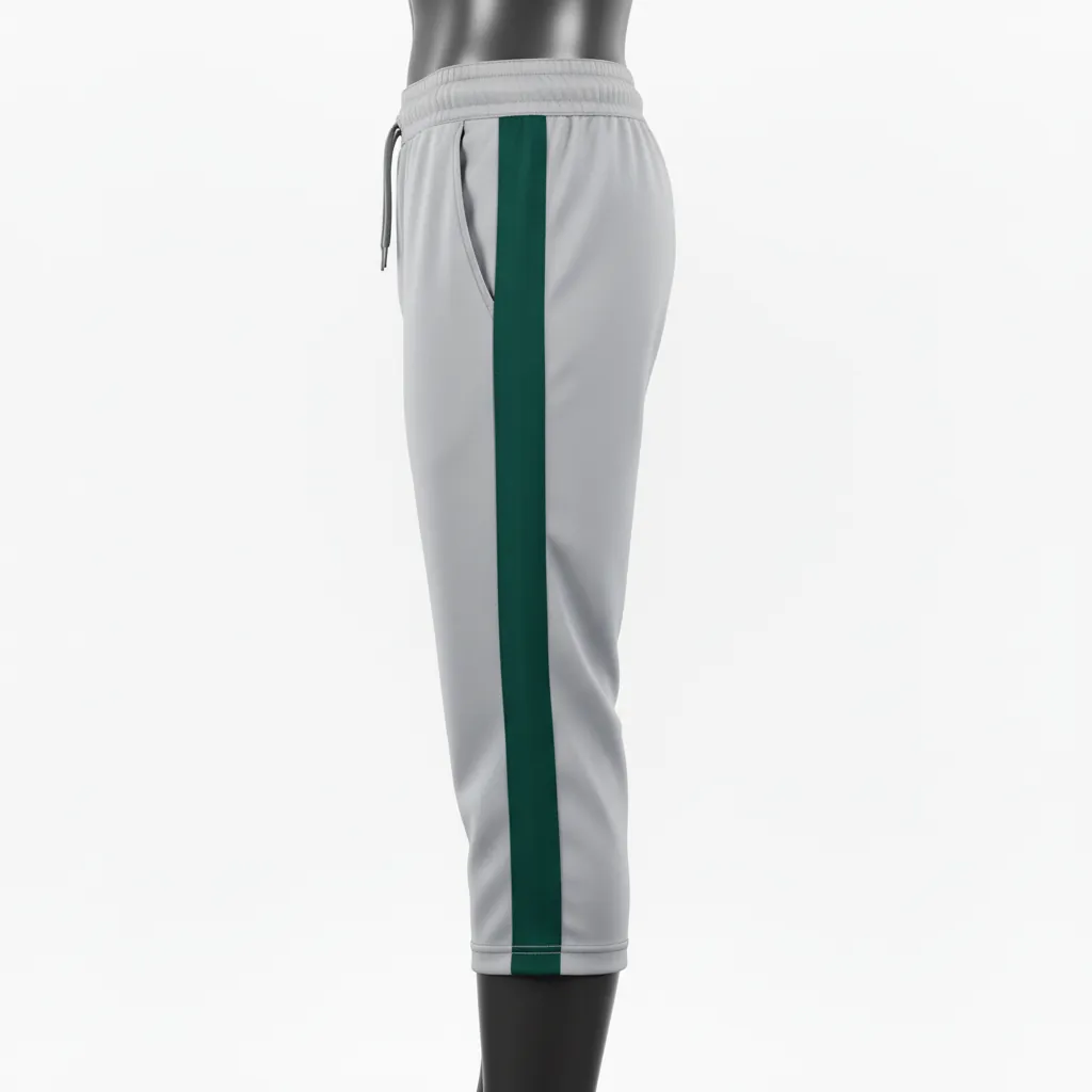 Custom Baseball Knicker Style Baseball Pant - Gray - Knicker Pant Cardinal Pinstripe - Side View - HAMCO Sports Inc.