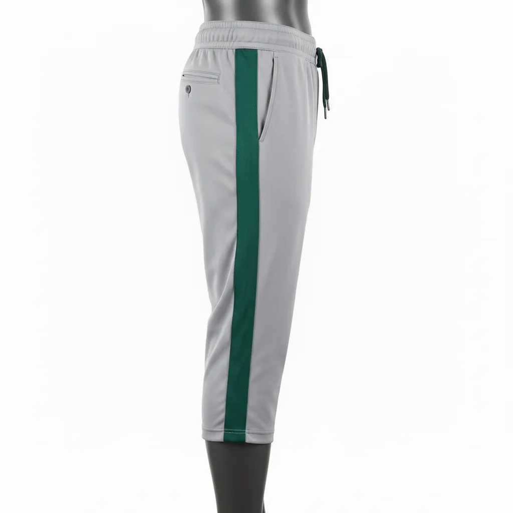 Custom Baseball Knicker Style Baseball Pant - Gray, Green - Knicker Pant Forest Double Piped - Side View - HAMCO Sports Inc.