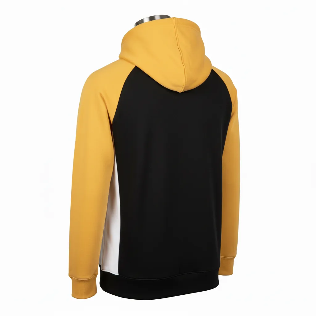 Custom Baseball Pullover Baseball Hoodie - Black, Gold - Pullover Hoodie Colorblock - Back View - HAMCO Sports Inc.
