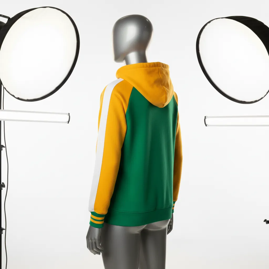 Custom Baseball Pullover Baseball Hoodie - Green, Gold - Pullover Hoodie Kelly Varsity Retro - Back View - HAMCO Sports Inc.