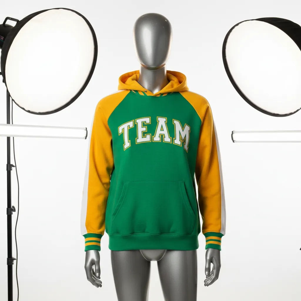 Custom Baseball Pullover Baseball Hoodie - Green, Gold - Pullover Hoodie Kelly Varsity Retro - Front View - HAMCO Sports Inc.