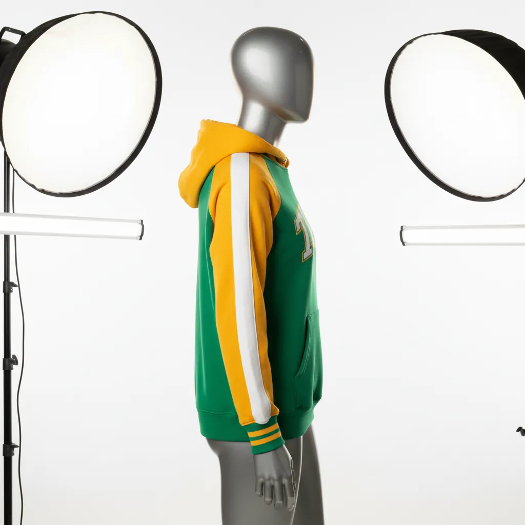 Custom Baseball Pullover Baseball Hoodie - Green, Gold - Pullover Hoodie Kelly Varsity Retro - Side View - HAMCO Sports Inc.