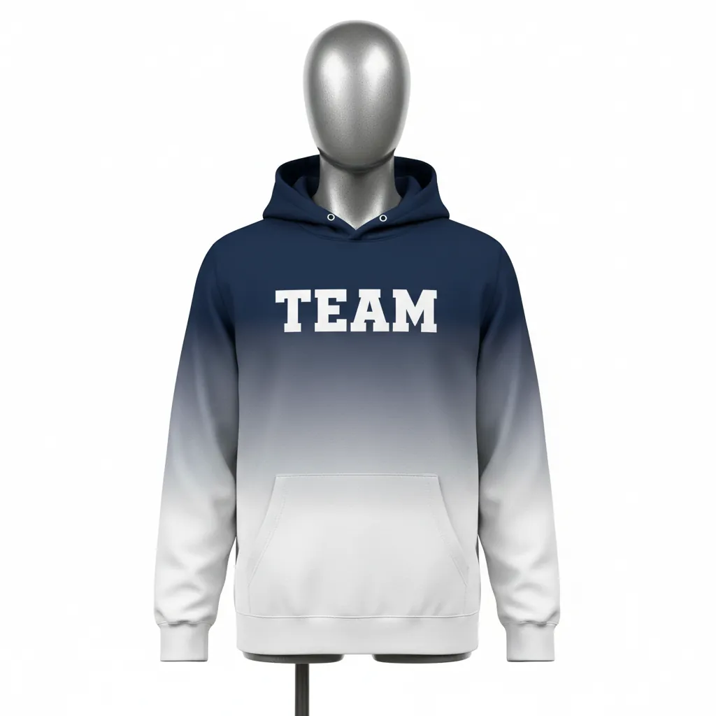 Custom Baseball Pullover Baseball Hoodie - Navy, White - Pullover Hoodie Gradient Dye Sub - Front View - HAMCO Sports Inc.