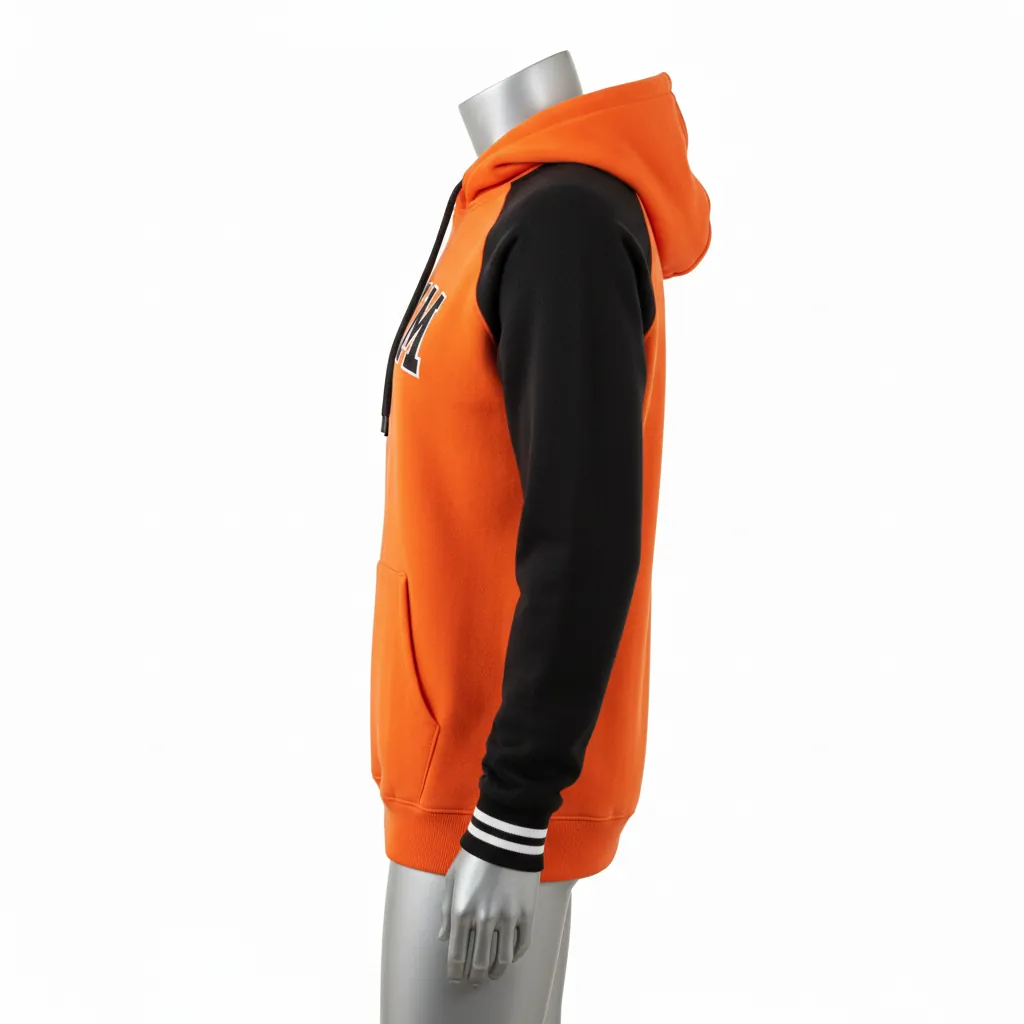 Custom Baseball Pullover Baseball Hoodie - Orange - Pullover Hoodie Solid - Side View - HAMCO Sports Inc.