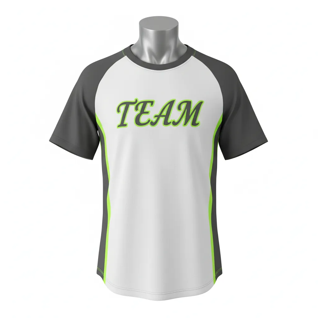 Custom Baseball Round Neck Baseball Jersey - White, Green - Roundneck Charcoal Neon Urban Blocks Script - Front View - HAMCO Sports Inc.