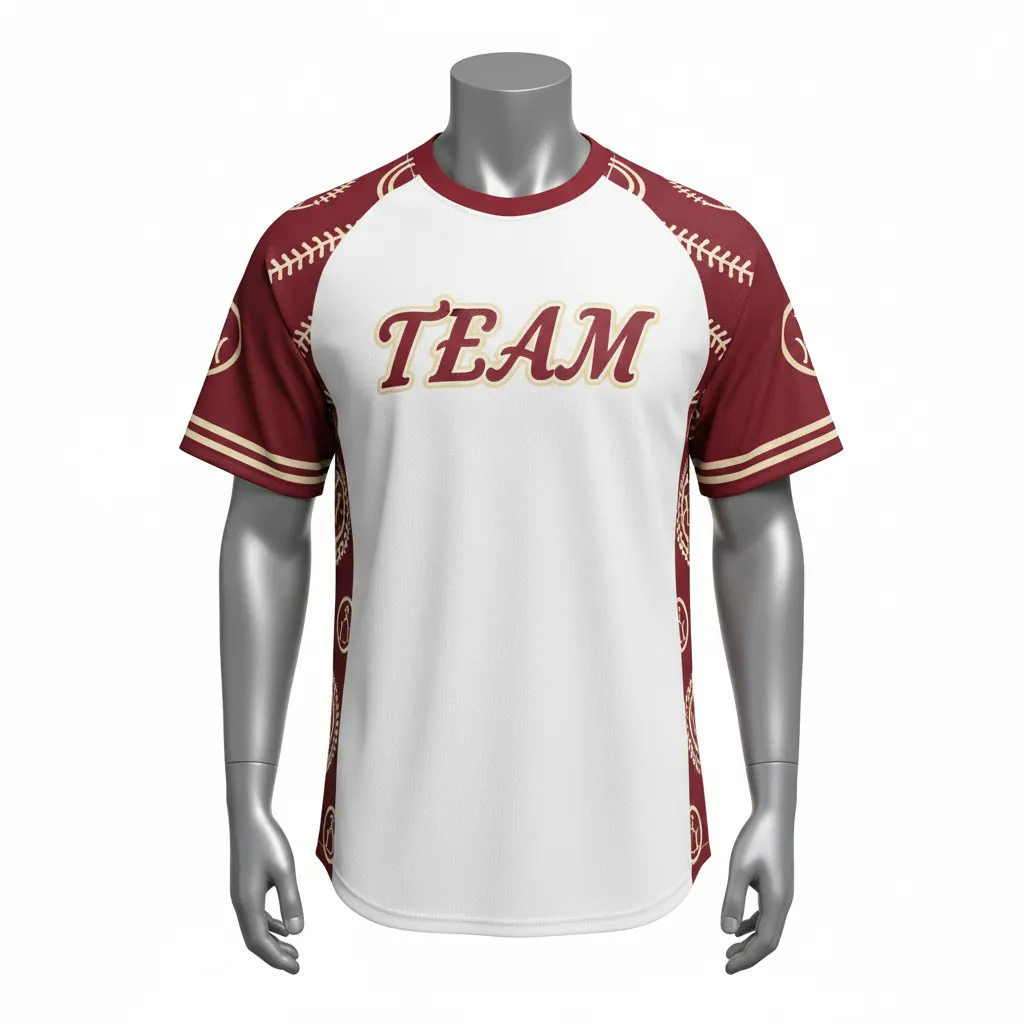 Custom Baseball Round Neck Baseball Jersey - White, Cream - Roundneck Claret Classic Vintage Script - Front View - HAMCO Sports Inc.