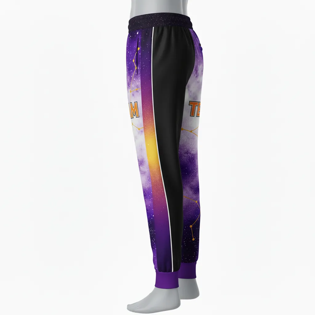 Custom Basketball Basketball Joggers - Black, Orange - Joggers Side Stripe - Side View - HAMCO Sports Inc.
