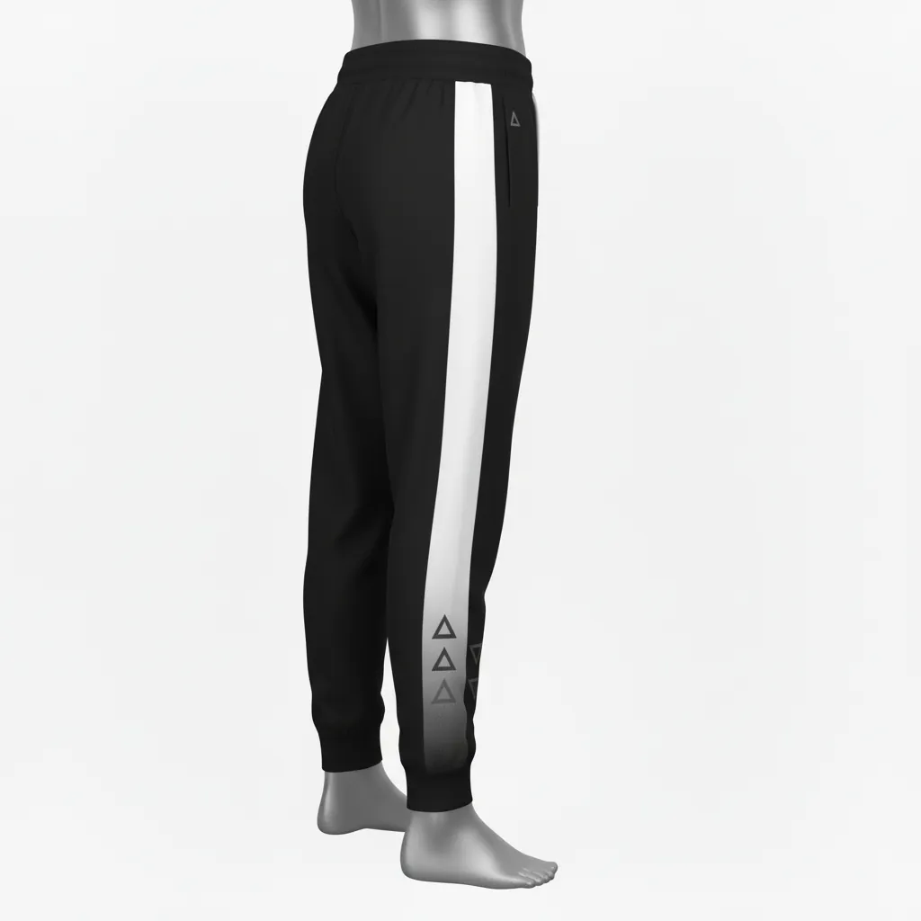 Custom Basketball Basketball Joggers - Black, White - Joggers Side Stripe - Side View - HAMCO Sports Inc.