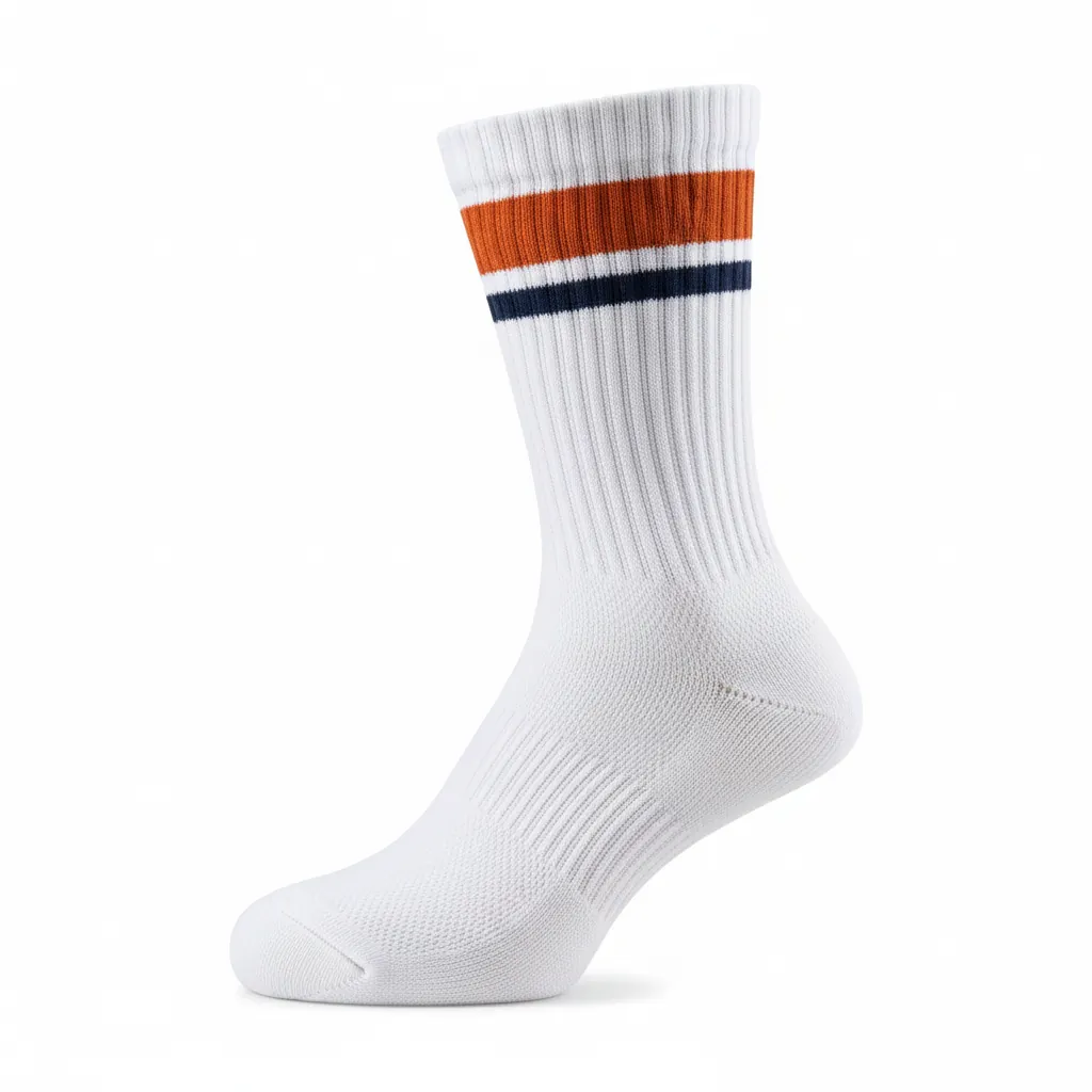 Custom Basketball Basketball Socks - White, Burnt, Orange... - Sock Stripe - Front View - HAMCO Sports Inc.