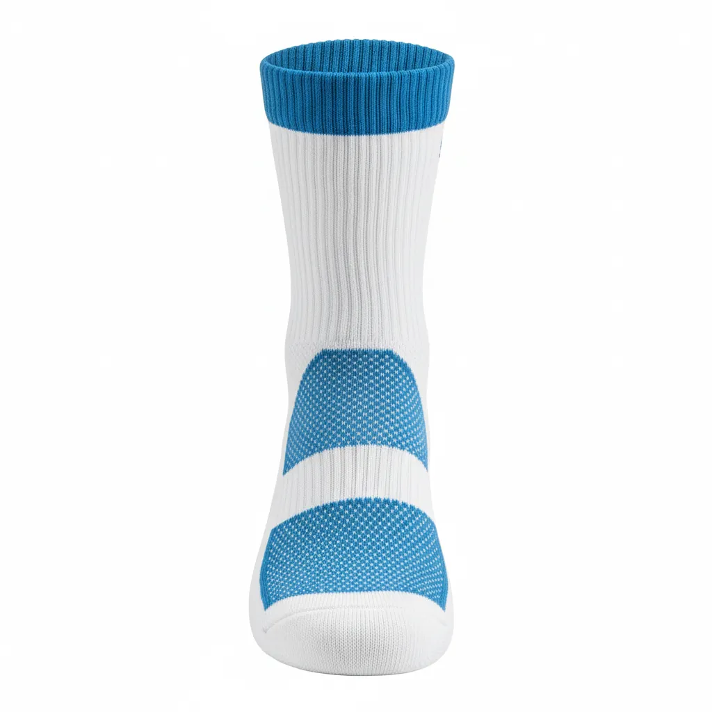 Custom Basketball Basketball Socks - White, Blue - Sock Columbia Mesh - Front View - HAMCO Sports Inc.