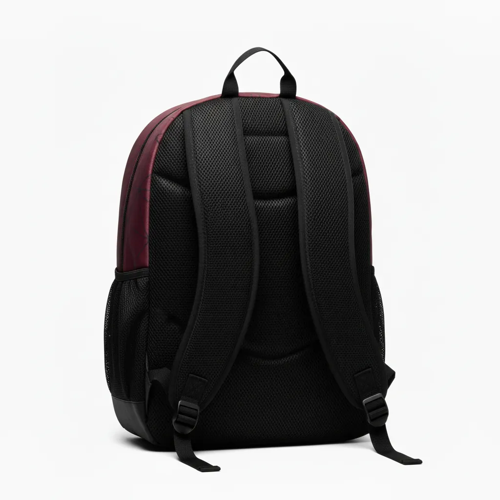 Custom Basketball Basketball Team Backpack - White - Backpack Berry Graphite Curved Panel - Back View - HAMCO Sports Inc.