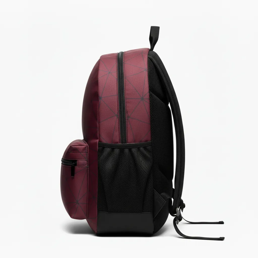 Custom Basketball Basketball Team Backpack - White - Backpack Berry Graphite Curved Panel - Side View - HAMCO Sports Inc.