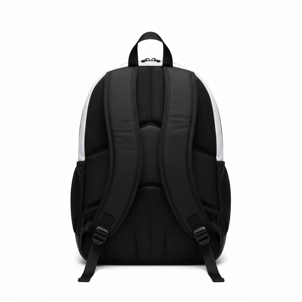 Custom Basketball Basketball Team Backpack - White, Black, Red - Backpack Minimalist - Back View - HAMCO Sports Inc.