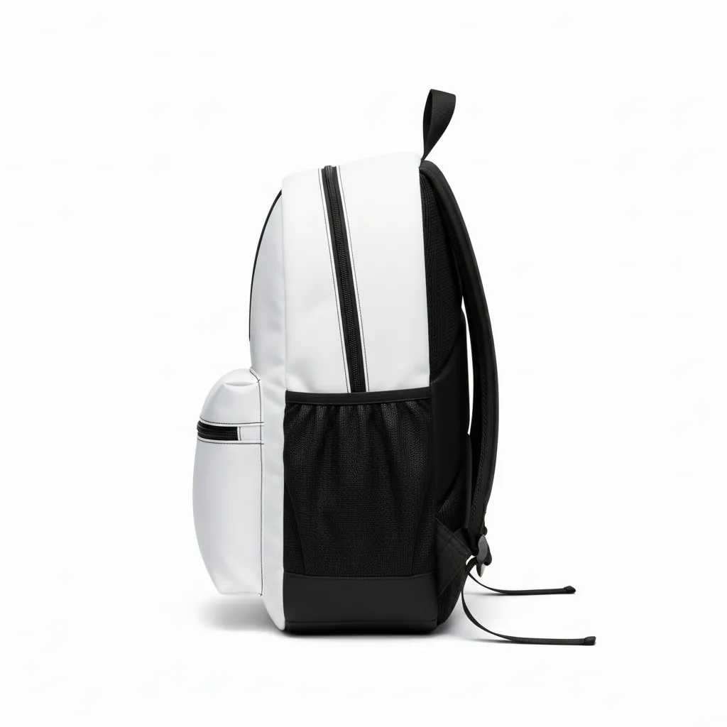 Custom Basketball Basketball Team Backpack - White, Black, Red - Backpack Minimalist - Side View - HAMCO Sports Inc.
